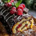 bûche chocolat framboise crémeuse - featured image