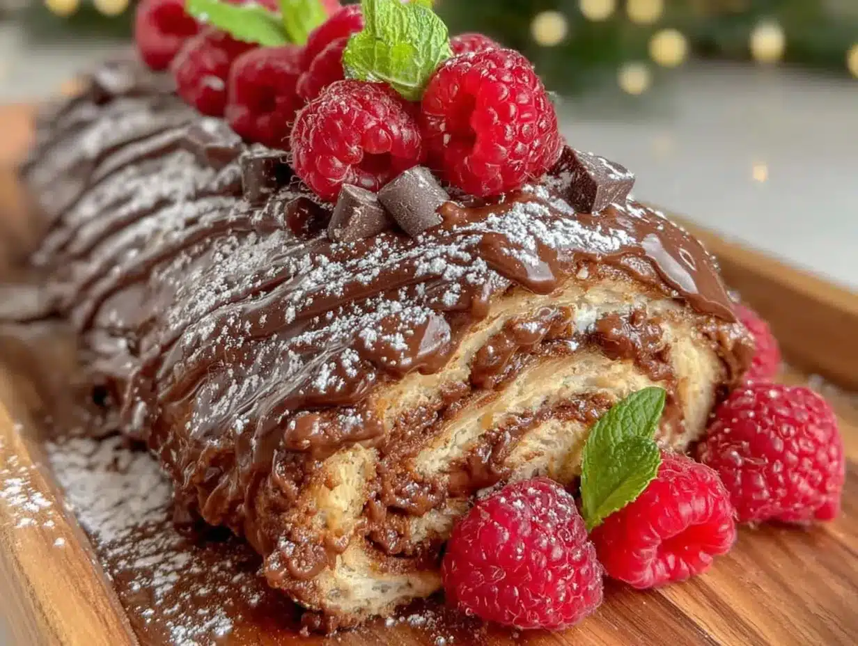 bûche chocolat framboise crémeuse preparation steps