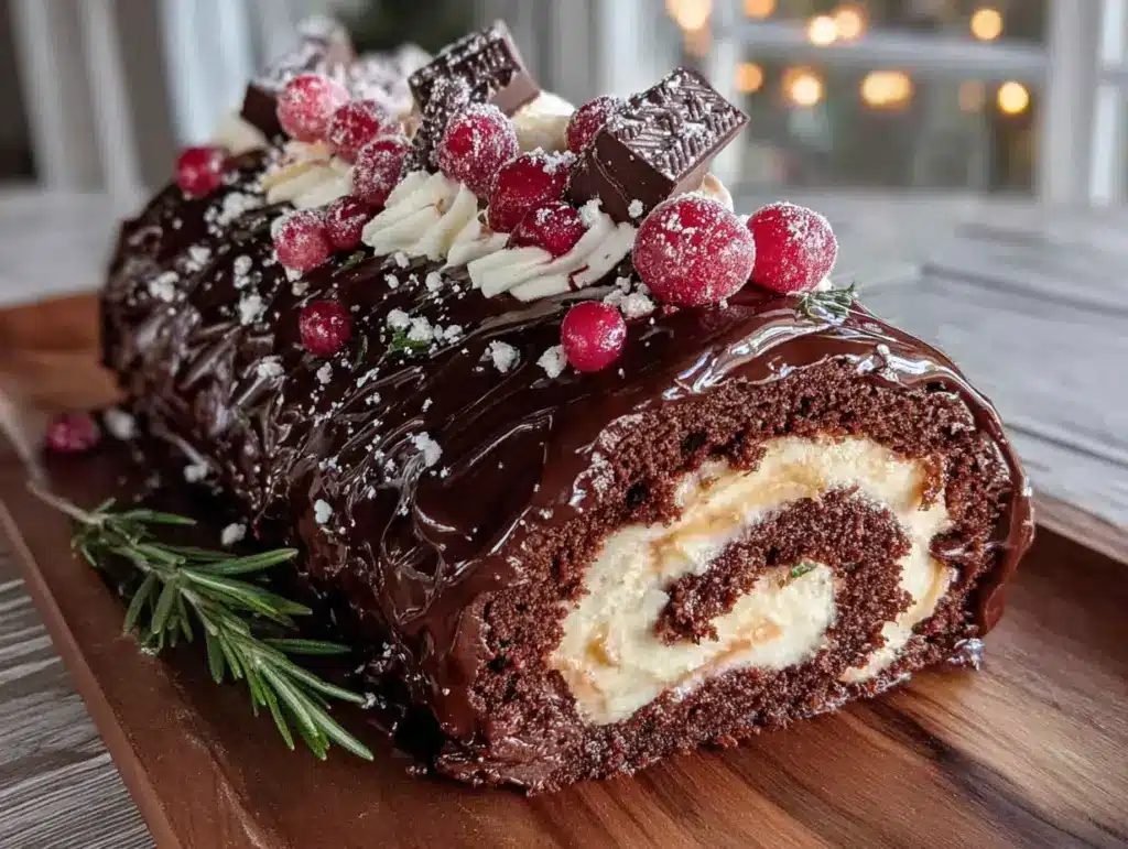 bûche de Noël au chocolat et châtaigne - featured image