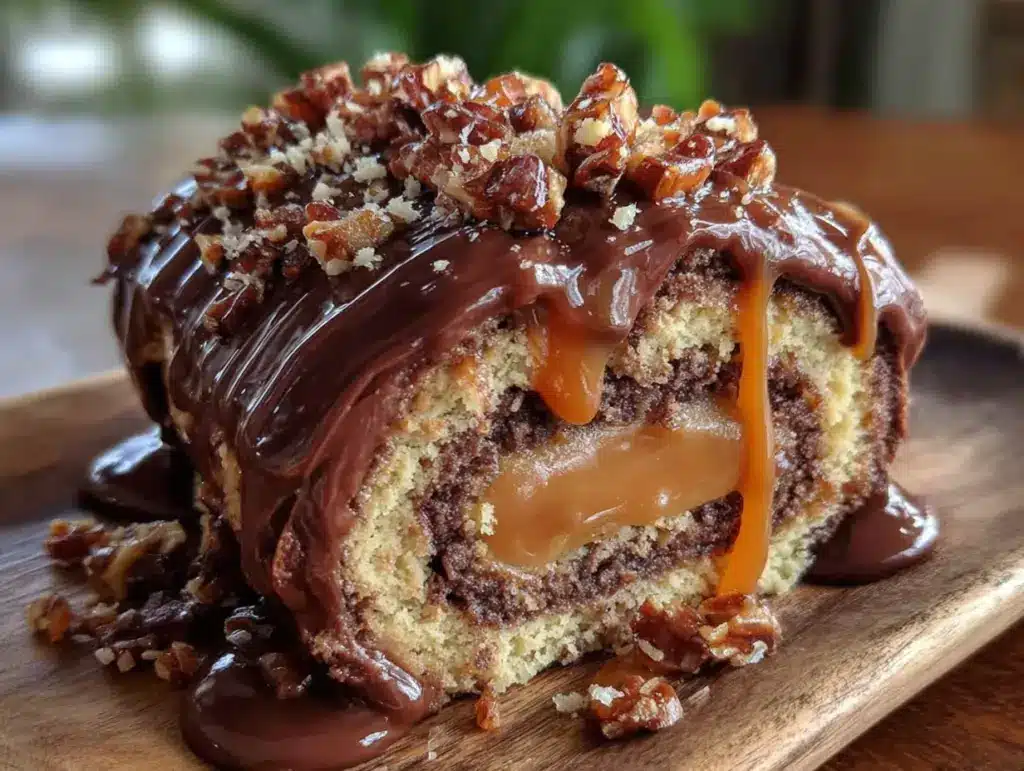 bûche de Noël chocolat pralinée - featured image