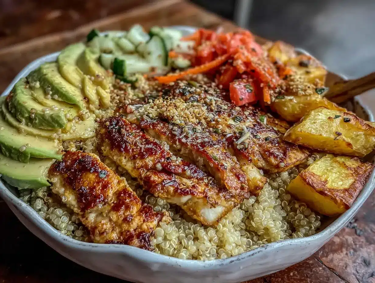 Buddha bowl poulet grillé quinoa facile preparation steps