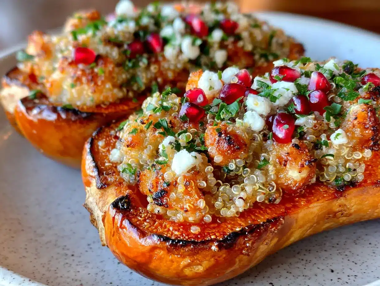 butternut farcie au quinoa et feta preparation steps