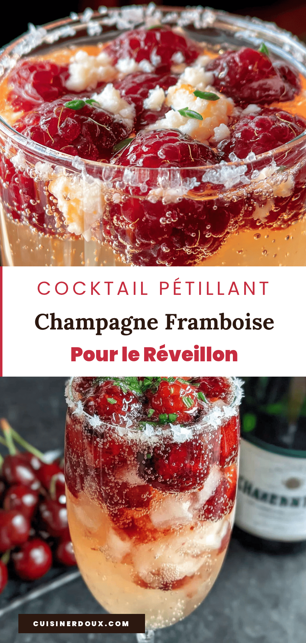 cocktail pétillant champagne framboise recipe