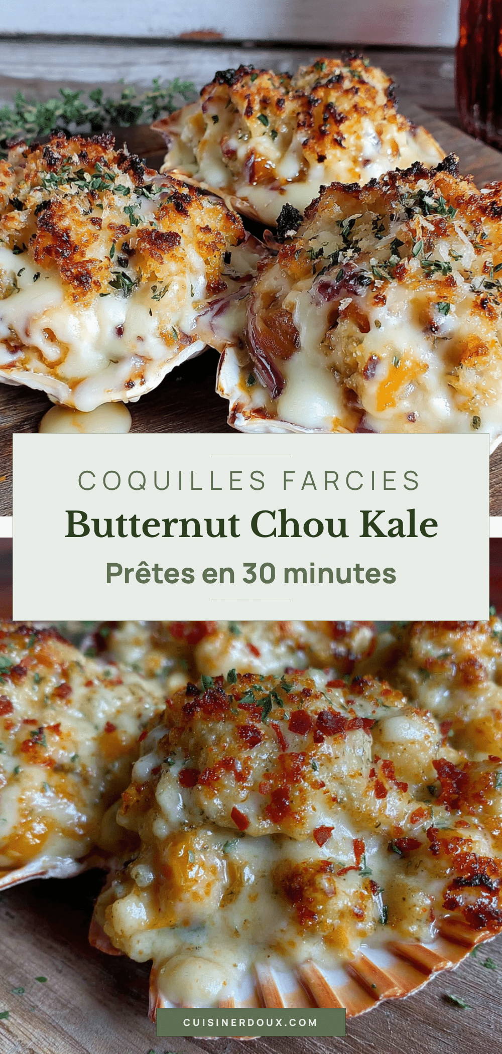 coquilles farcies butternut chou kale recipe