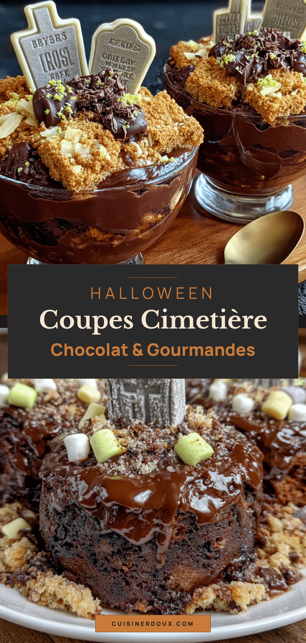 coupes de cimetière halloween au chocolat recipe