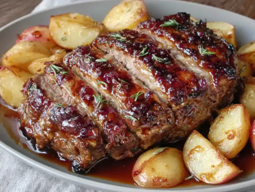 filet de porc miel pommes caramélisées - featured image
