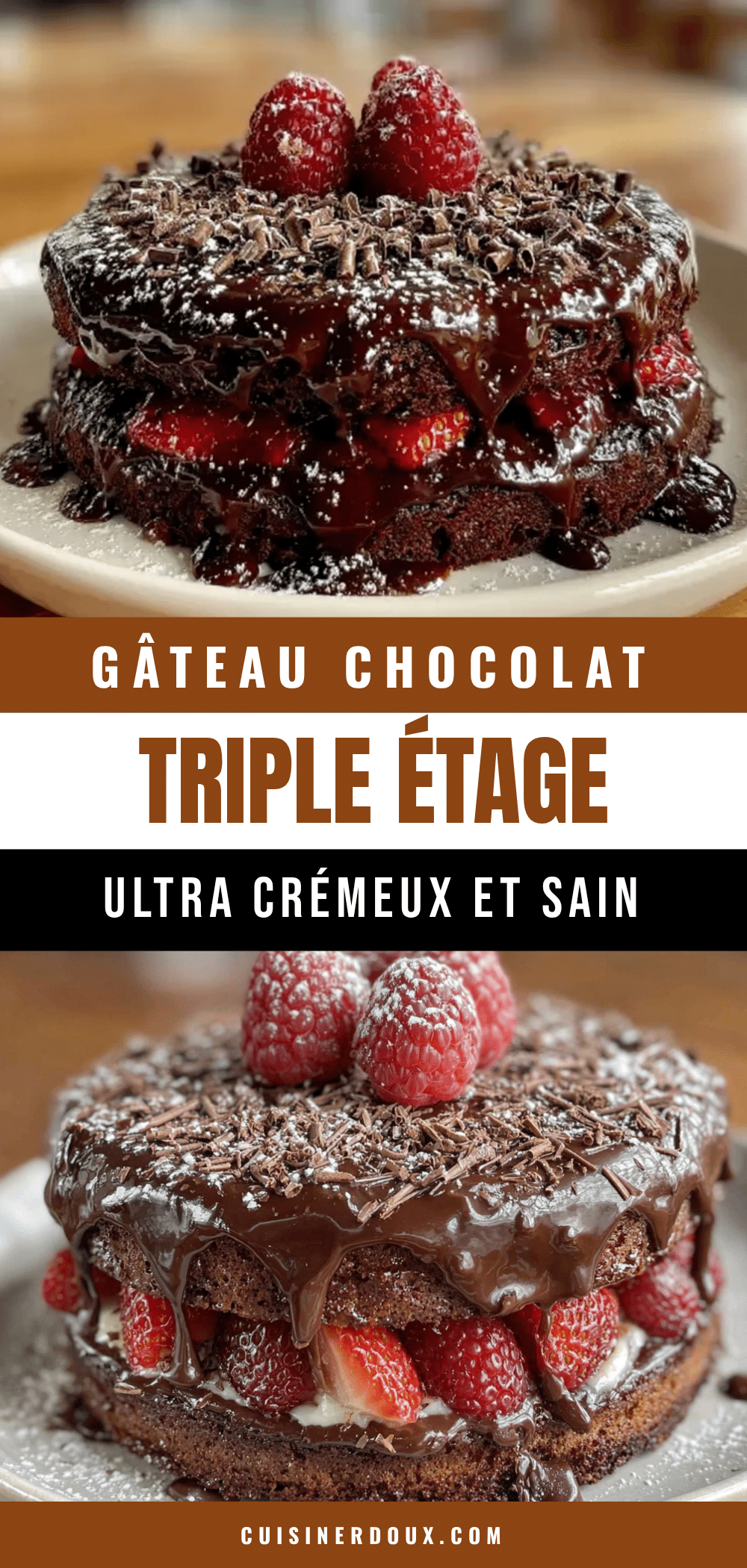 gâteau chocolat triple étage sain recipe
