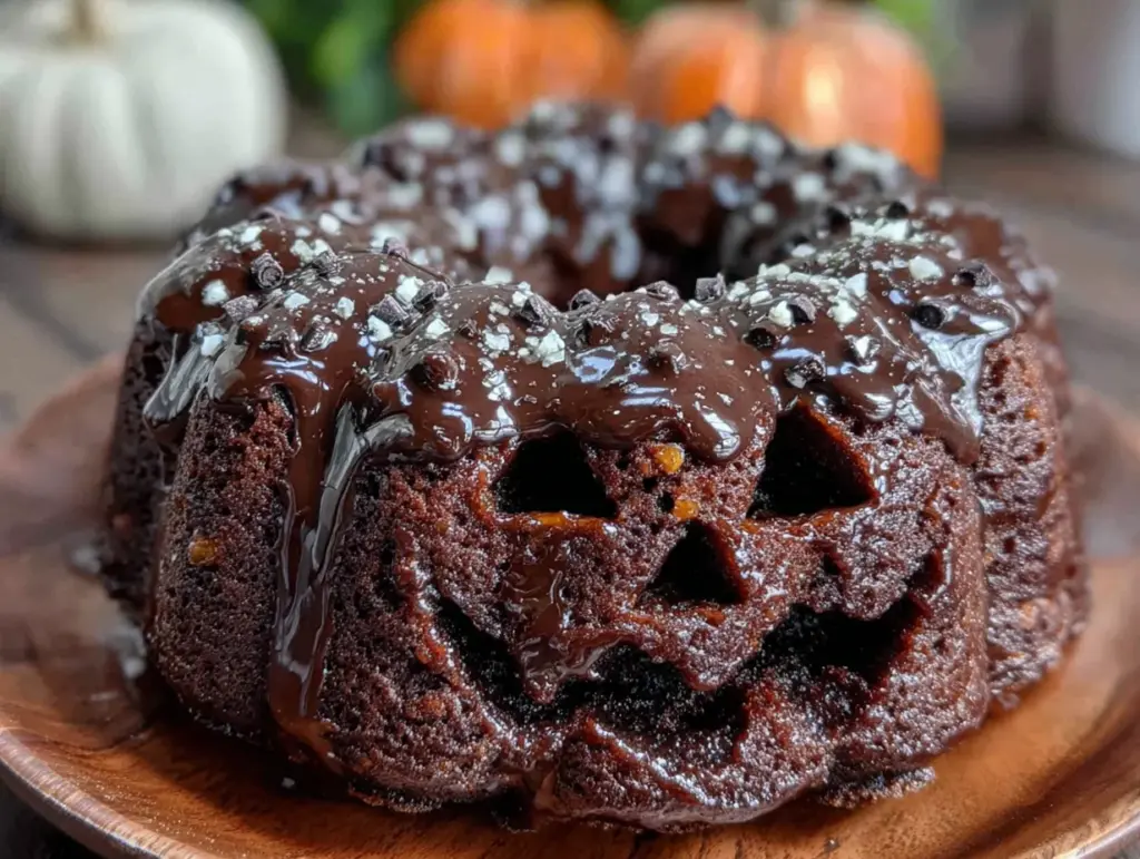 gâteau citrouille effrayante au chocolat - featured image