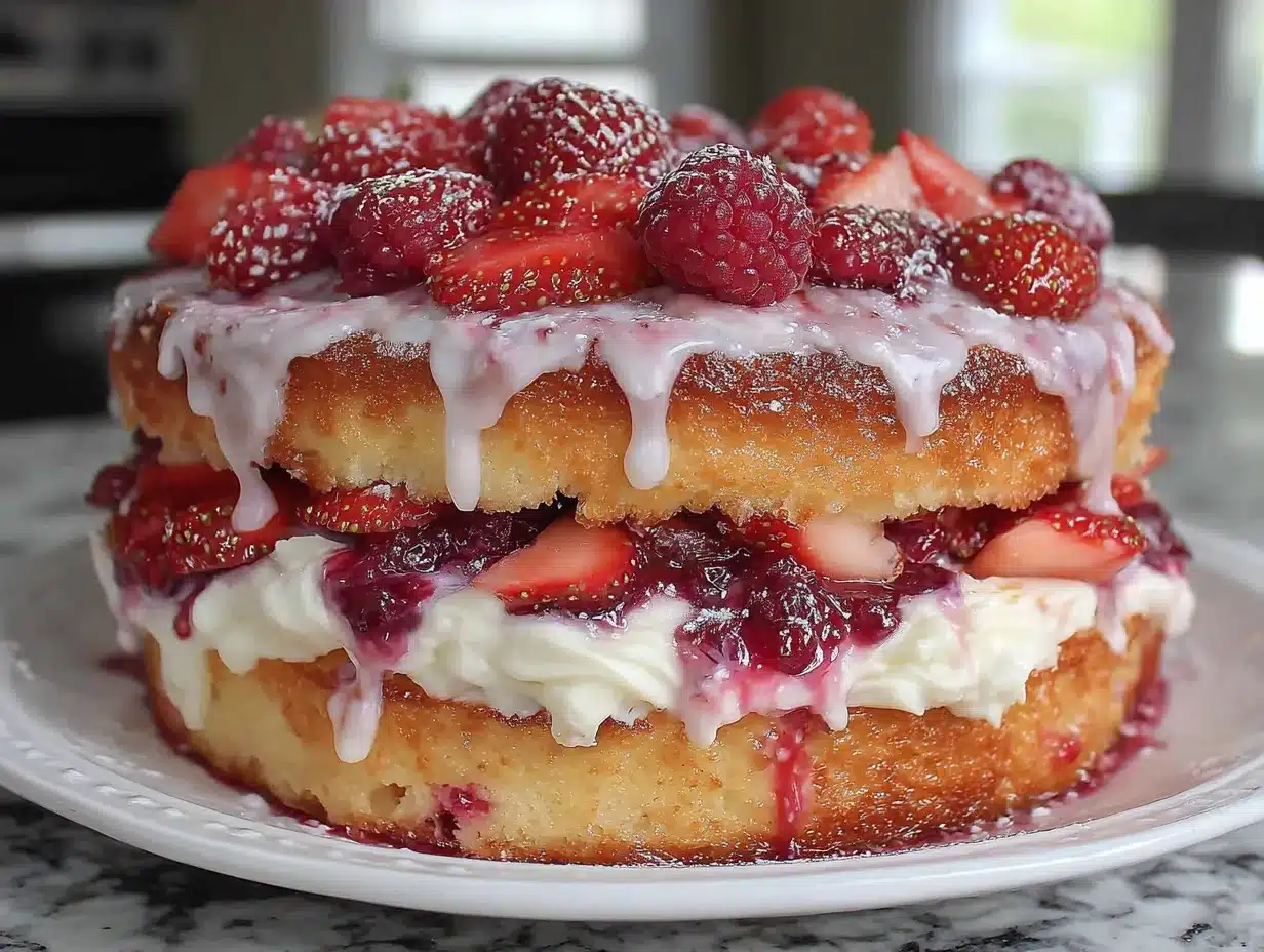 gâteau vanille framboise trois étages preparation steps