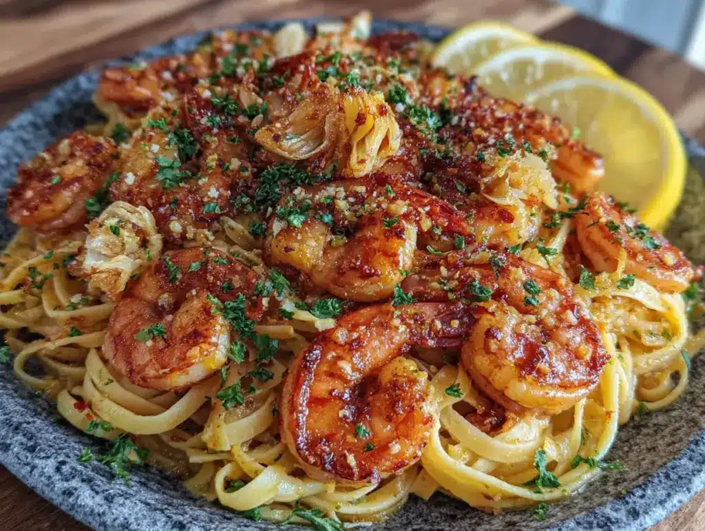 pâtes aux crevettes beurre ail recette facile 15 minutes - featured image
