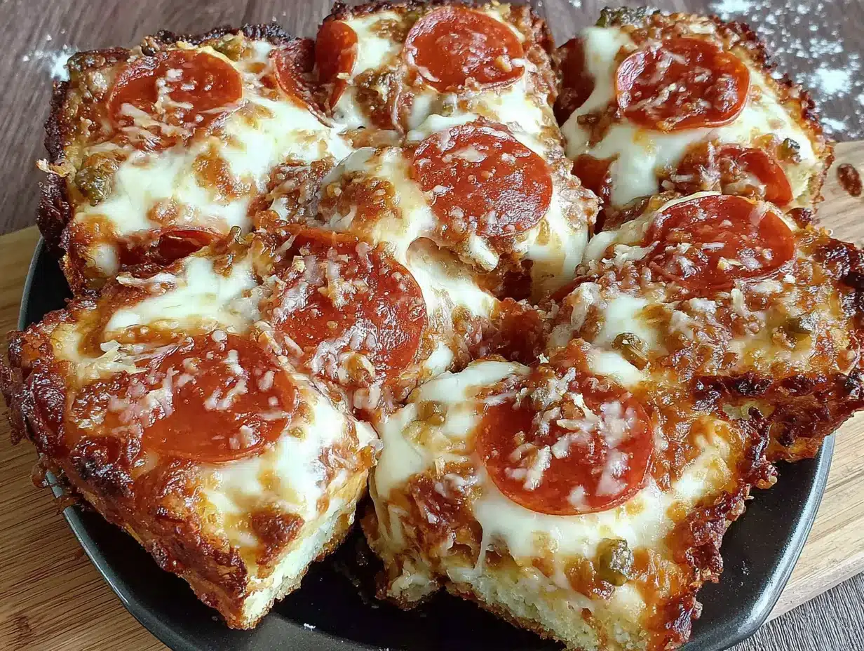 pizza detroit croustillante au pepperoni preparation steps