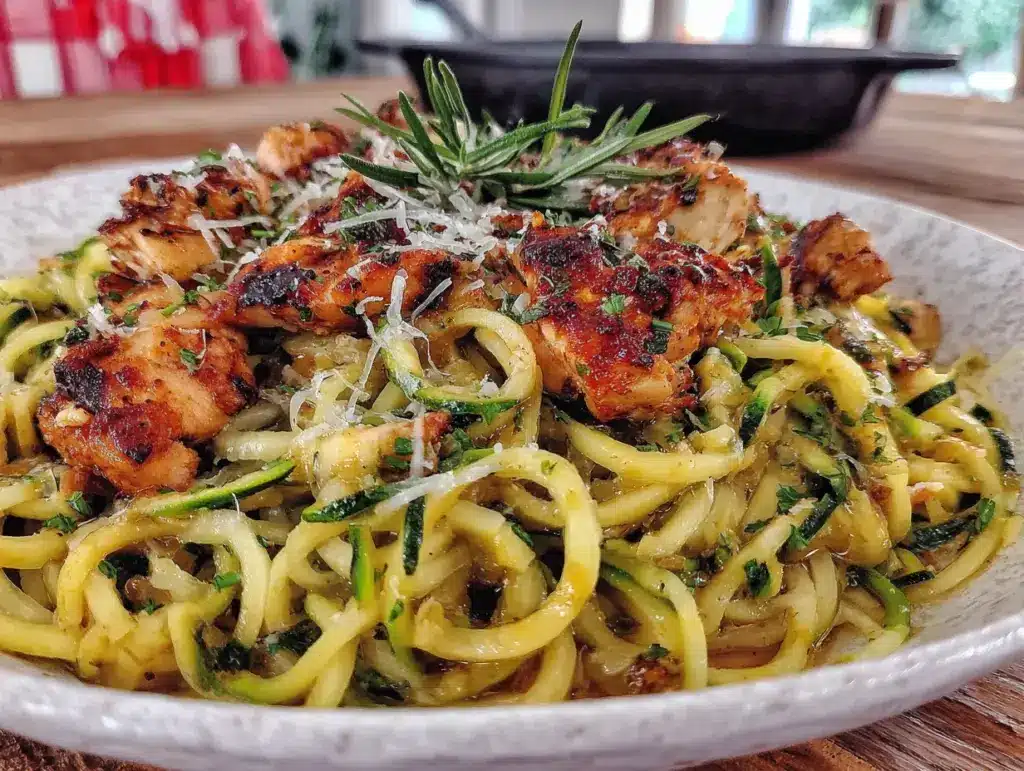 poêlée rapide de courge spaghetti au poulet rôti - featured image
