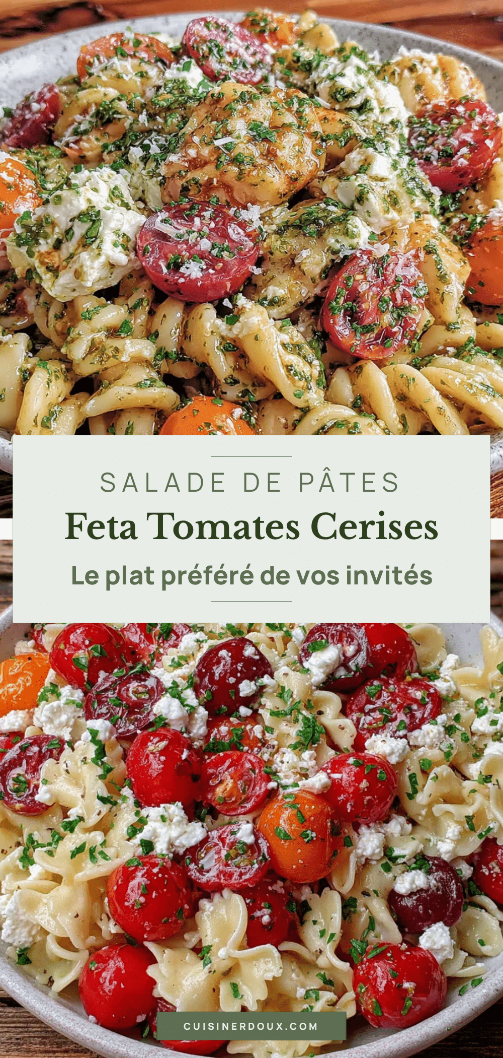 salade de pâtes crémeuse feta tomates cerises recipe