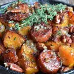 skillet réconfortant saucisse et courge butternut à l’érable - featured image