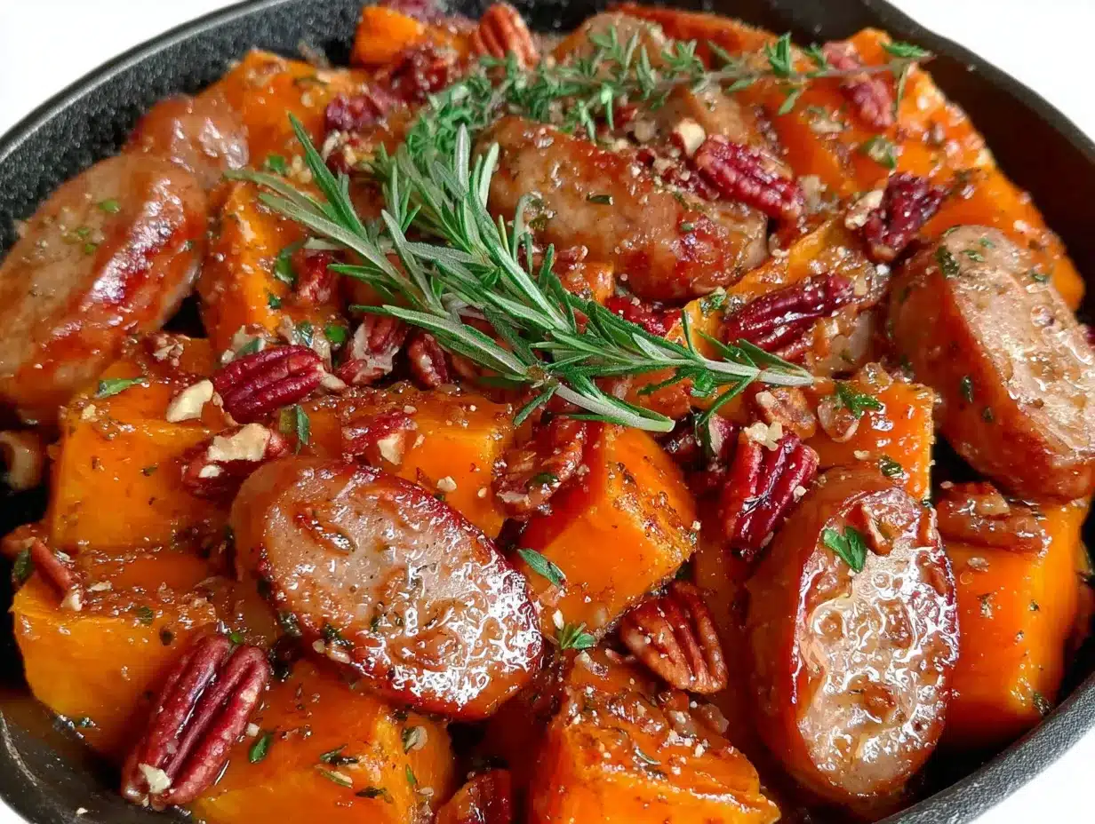 skillet réconfortant saucisse et courge butternut à l’érable preparation steps