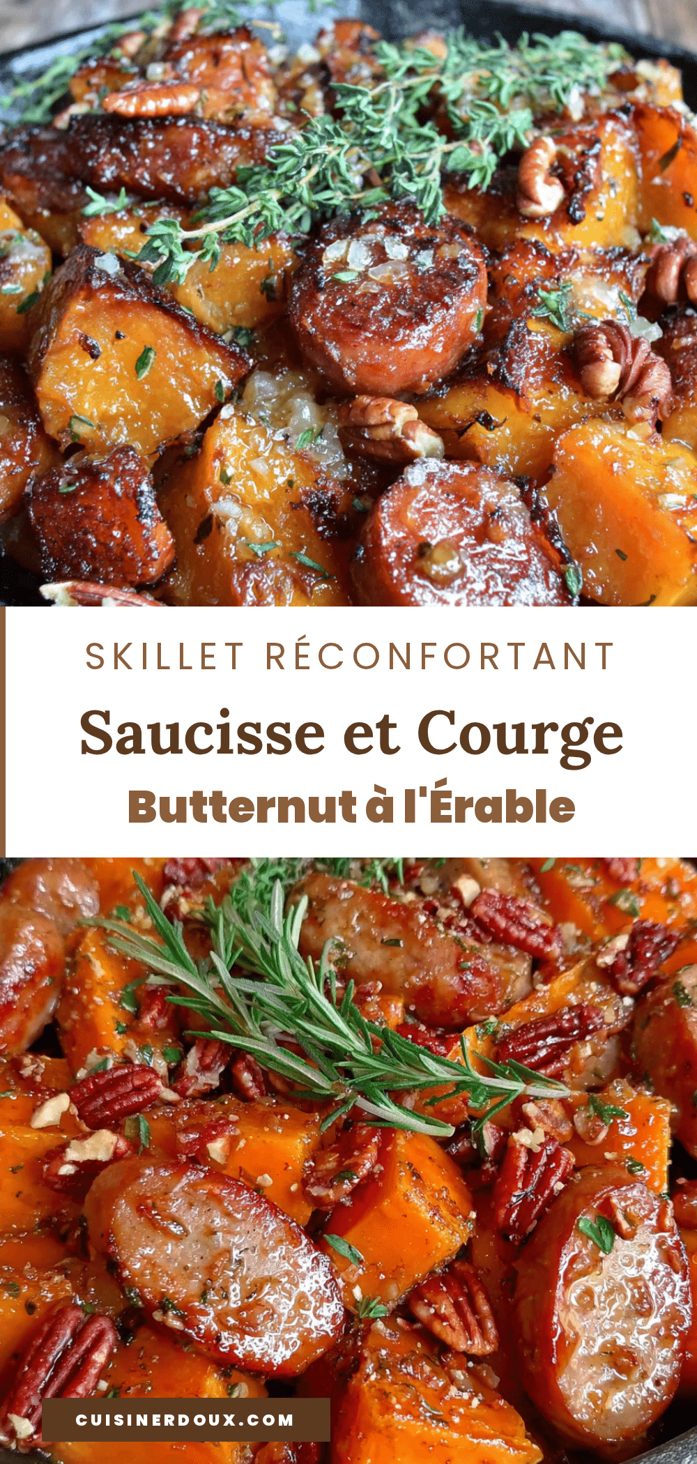 skillet réconfortant saucisse et courge butternut à l’érable recipe