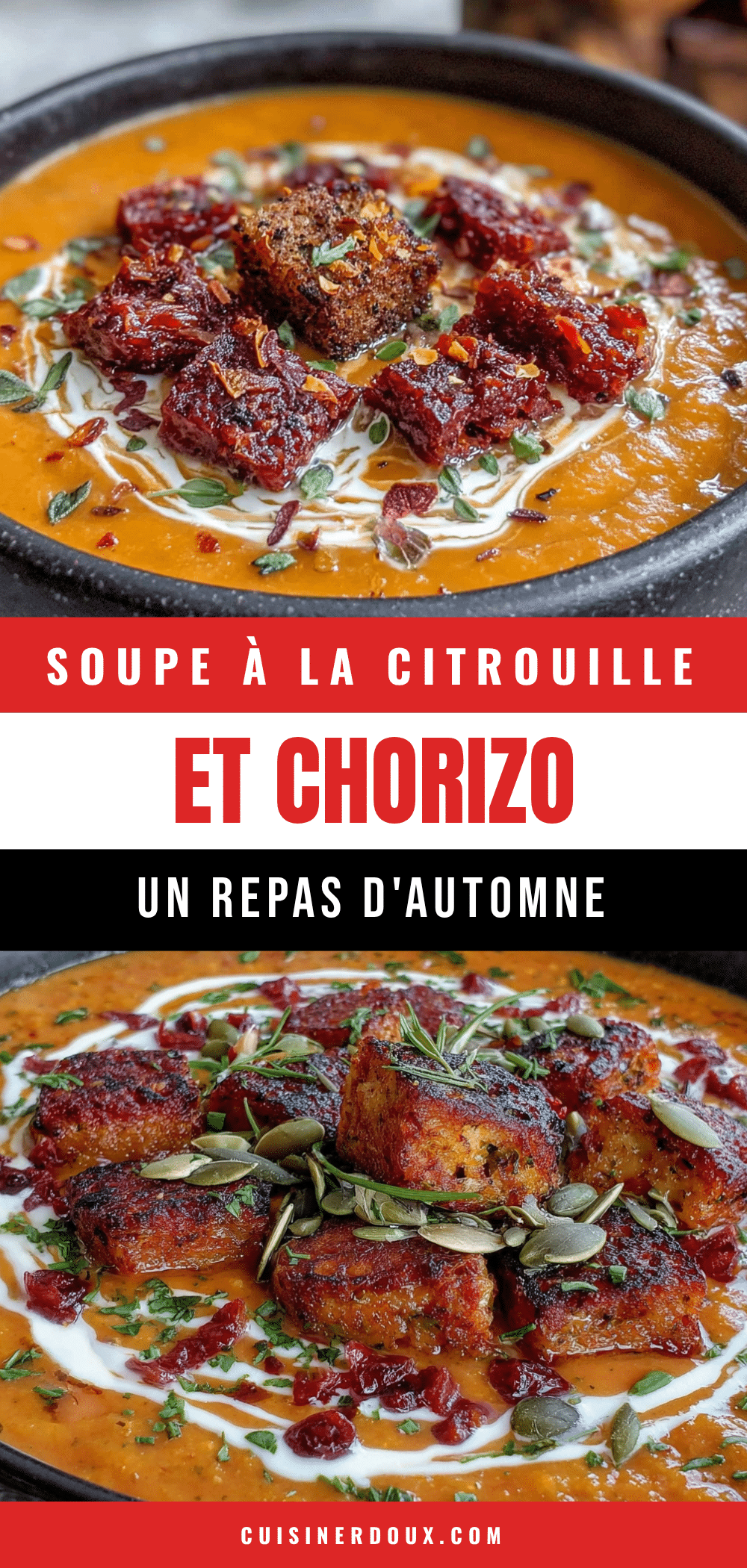 soupe à la citrouille et chorizo recipe
