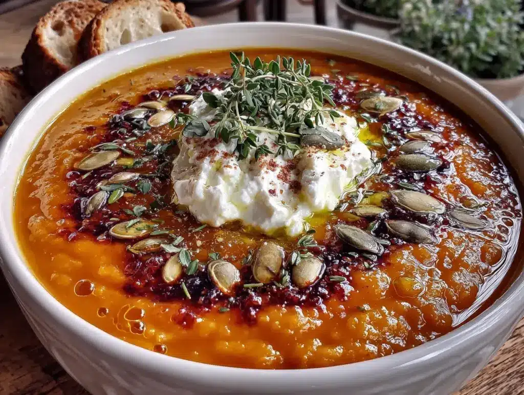 Soupe de potimarron rôti au four et chèvre - featured image