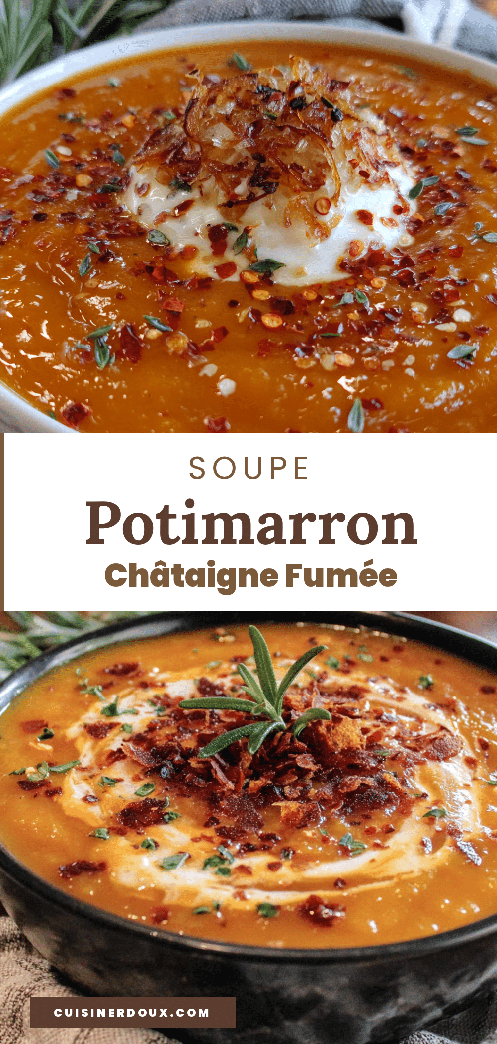 Soupe potimarron-châtaigne fumée recipe