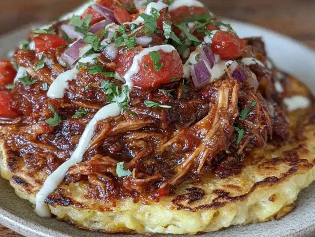 tacos au poulet effiloché épicé - featured image