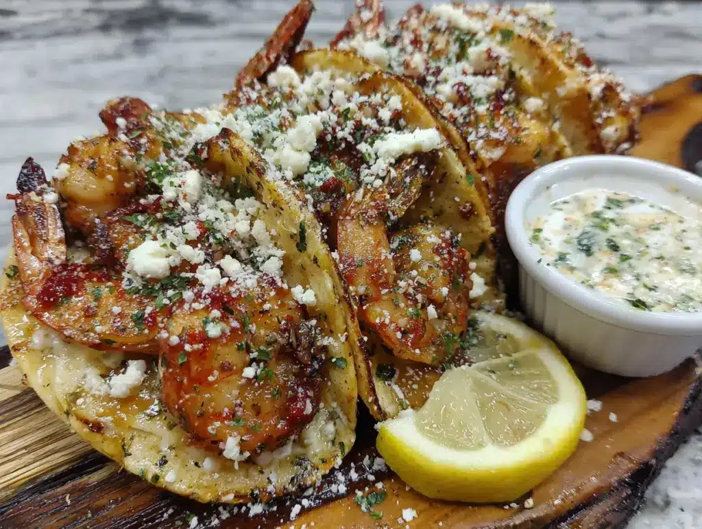tacos aux crevettes beurre ail - featured image