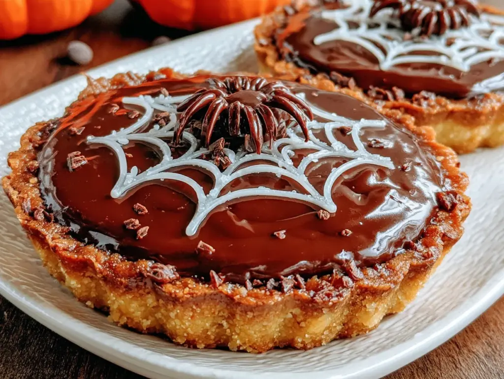 tartelettes toile d’araignée au chocolat crémeux - featured image