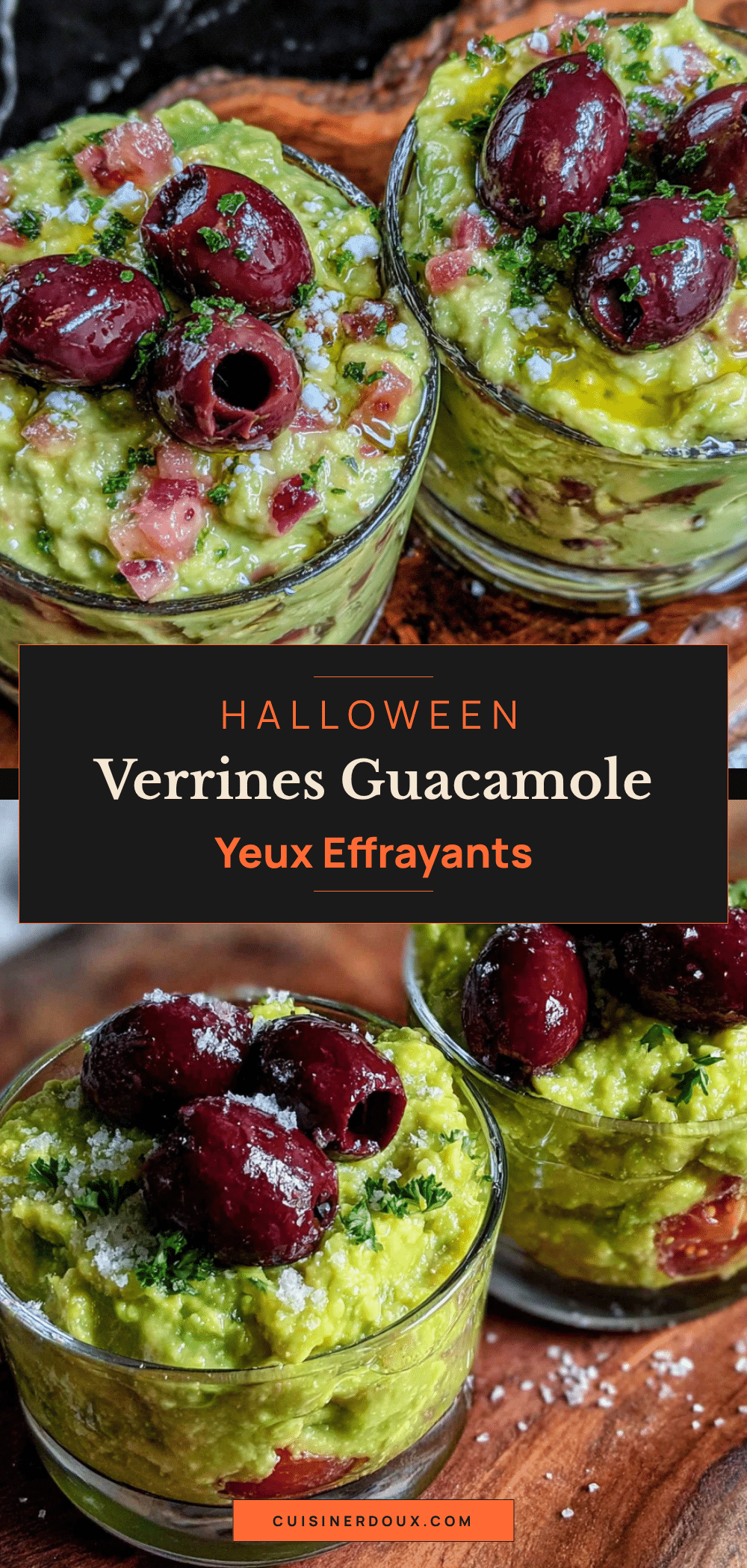 Verrines Halloween guacamole yeux effrayants recipe